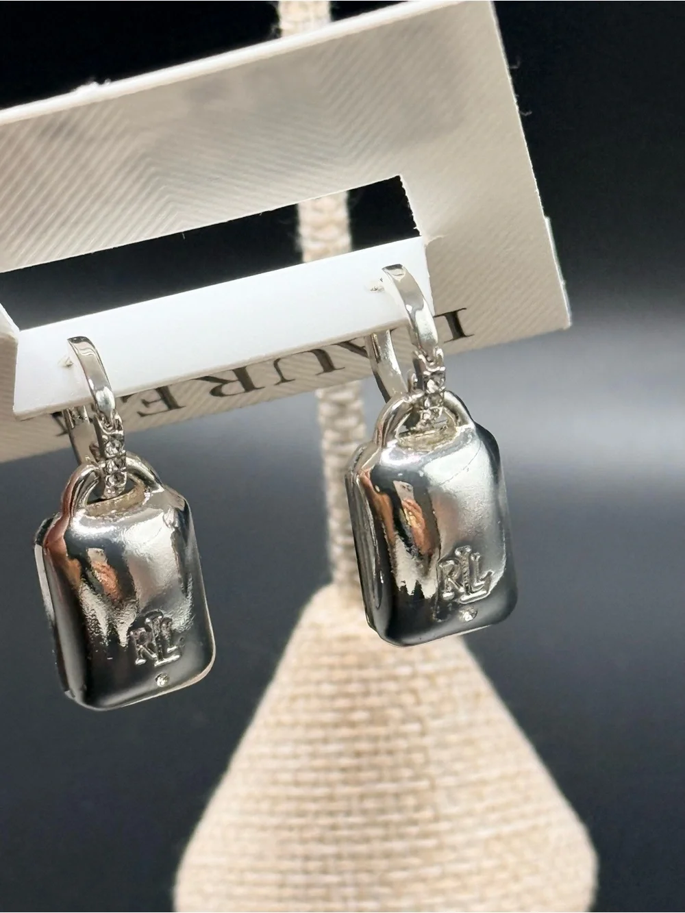 Lauren Ralph Lauren Silver-Tone Green Stone Drop Earrings